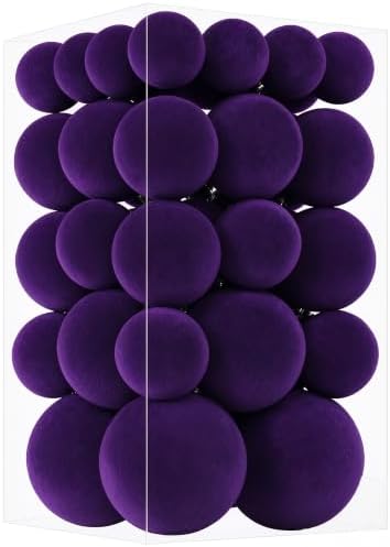 46Pcs Velvet Christmas Ball Ornaments Set - Flocked Shatterproof Christmas Tree Decorations Classic Hanging Ornaments with Rope for Xmas Wreath Holiday Home Decor (Multi-Size, Purple) by Unknown