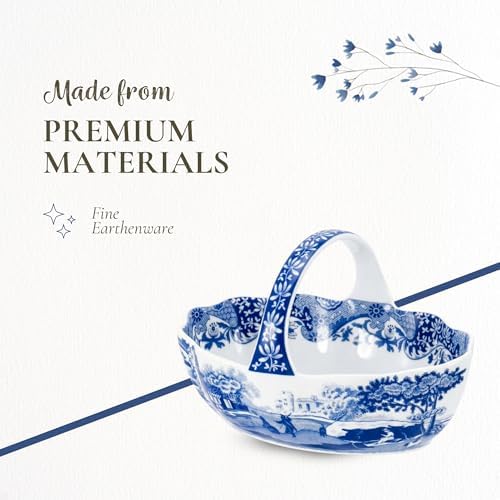 Spode Blue Italian Porcelain Handled Basket with Chip-Resistant Glaze - 6 Inch Decorative Serving Dish for Holiday Gift Giving, Hostess Presentation, Seasonal Table Accents - Image 5