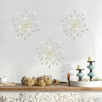 ZEXUIRU 3 Set Gold Starburst Wall Art for Home Decor Metal Bling Crystal Rhinestones Sunburst Wall Decor Sparkling Rhinestone Art Accent Gold - 13in - Image 3