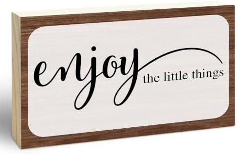 3x5 Inspirational Wooden Block Sign, Enjoy the Little Things, Rustic by EXW