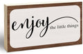 3x5 Inspirational Wooden Block Sign, Enjoy the Little Things, Rustic by EXW