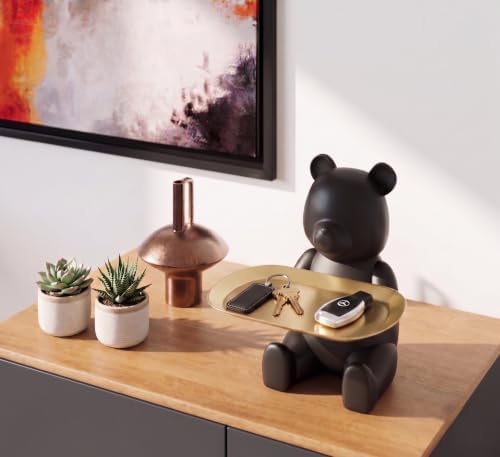 Key Bowl & Decorative Bowl for Entryway Table, Bear Key Holder & Catch All Tray, Decorative Dish for Keys, Jewelry & Candy, Cute Housewarming Gift, Apartment Home Decor (Matte Black) - Image 2