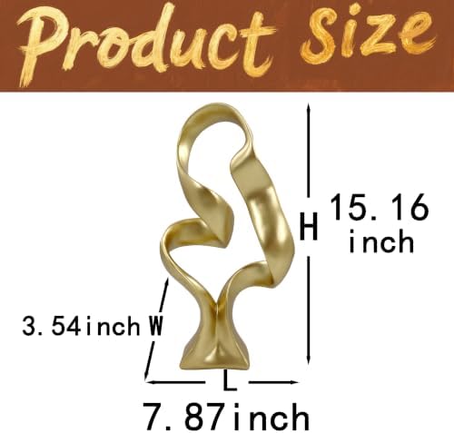 15" Modern Abstract Ribbon Decorative Sculpture, Knot Sculptures,Home Decor,Coffee Table Statues,Dining Living Room Desk Decor,Golden - Image 3