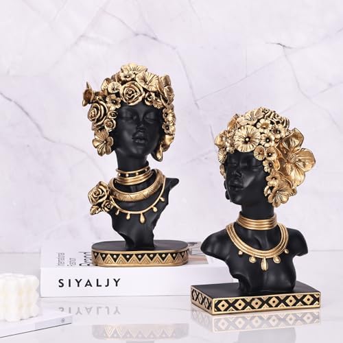 African American Woman Bust Statue, Vintage African Figurines and Sculptures, Elegant Art Decor for Home and Office, Ornamental Accent for Living Room, Bookshelf – Perfect Housewarming Gift - Image 7