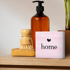 Home Sign, Home Signs for House Decor, Welcome Sign, Rustic Farmhouse Desk Decor Wood Block Box Plaque for Living Room Wall Shelf, Housewarming Gifts (Pink) - Image 4