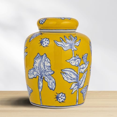 Creative Co-Op Decorative Ceramic Ginger Jar with Lid, Yellow - Image 7