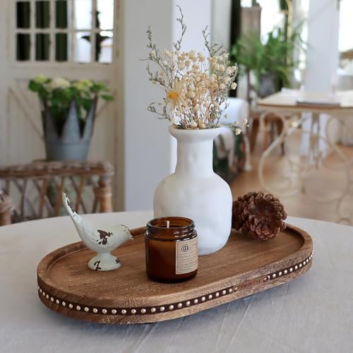 Oval Wooden Decorative Tray Coffee Table Tray Home Decor 15" Rustic - Image 4