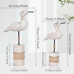 Wooden Sea Birds Statues Coastal Decor, White Seagull Statues for Nautical Coastal Beach Ocean Home Decoration - Image 3