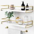 Forbena Floating Bathroom Shelves Wall Mounted, White and Gold Wall Shelf by Forbena