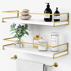 Forbena Floating Bathroom Shelves Wall Mounted, White and Gold Wall Shelf by Forbena