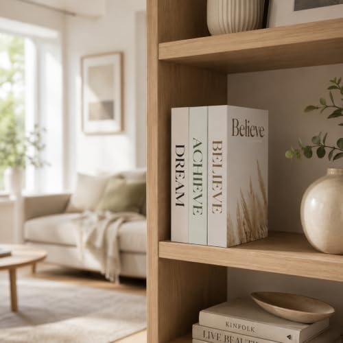 3 PCS Faux Decorative Books for Home Decor-Coffee Table Books Decor-Aesthetic Fake/Faux Books for Decoration,libros Decoration for Coffee Table, Shelf Accessories (Believe Achieve Dream) - Image 3