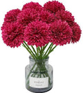 Tinsow 12Pcs Artificial Chrysanthemum Flowers Faux Bright Red Ball Flowers Burgundy Fall for Christmas Autumn Farmhouse Home Decoration (12,Bright Red) by Tinsow