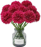 Tinsow 12Pcs Artificial Chrysanthemum Flowers Faux Bright Red Ball Flowers Burgundy Fall for Christmas Autumn Farmhouse Home Decoration (12,Bright Red) by Tinsow