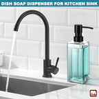 GMISUN Glass Soap Dispenser with Stainless Steel Pump, Clear Hand Soap Dispenser for Bathroom, 12 fl oz/350ml Refillable Dish Dispenser for Kitchen, Modern Liquid Soap and Lotion Bottle for Countertop - Image 4