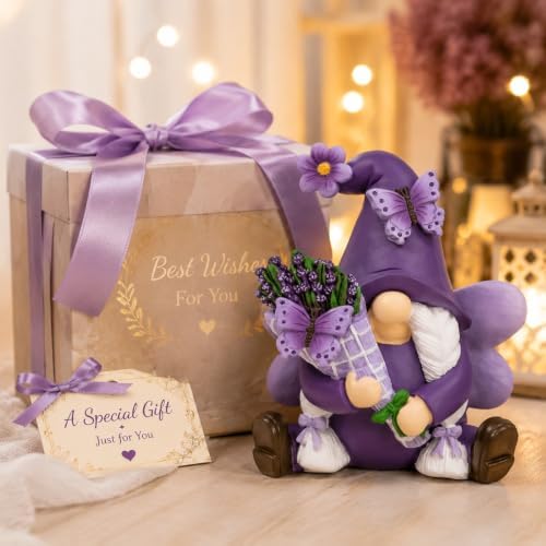 Lavender Gnome Fairy Garden Decor Purple Gifts for Women - Image 6