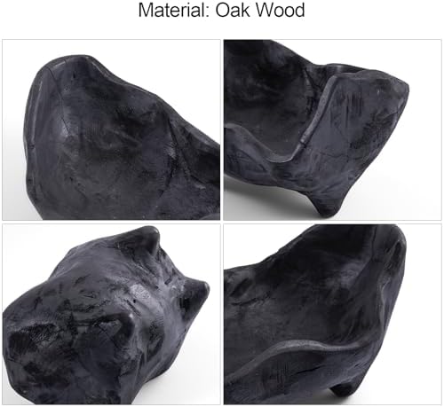 DN DECONATION Oak Wood Black Decorative Bowl, 9.25x5.51 Inch Small Bowl - Image 4
