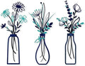 Pigort 3 Pieces Metal Flowers Wall Arts - Rustic Farmhouse Style Décor Metal Wall Art Black Minimalist Flower Natural Themed Wall Decors for Home Bedroom Dining Room Housewarming (Blue) by Artisinfiniteloveiseternaljustlikepi