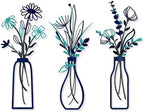 Pigort 3 Pieces Metal Flowers Wall Arts - Rustic Farmhouse Style Décor Metal Wall Art Black Minimalist Flower Natural Themed Wall Decors for Home Bedroom Dining Room Housewarming (Blue) by Artisinfiniteloveiseternaljustlikepi