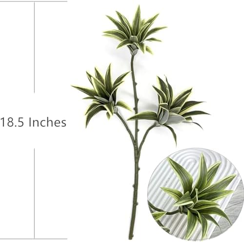 Artificial Dracaena Plant, Faux Plants Plastic Leaves 18.5 Inch Branches Greenery Stems Fake Simulation 3D Leaf Bonsai Decor Shrubs for Home Garden Vase Office Wedding Party Decorations Yellow 2 Pack - Image 5