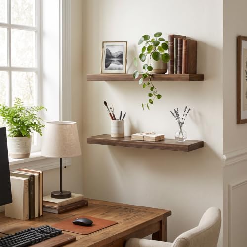 Fixwal Floating Wall Shelves for Decor (Walnut, Set of 2, 22Inch) - Image 4