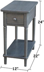 IC INTERNATIONAL CONCEPTS Solid Wood Narrow Side Table in Heather Gray Antique - Image 3