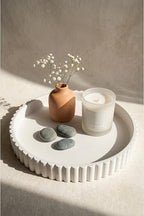 11-Inch Concrete Round Tray Home Decor for Coffee Table Decor - Round Coffee Table Tray - Circular Kitchen Island Trays - Decorative Trays- White by VivereHome