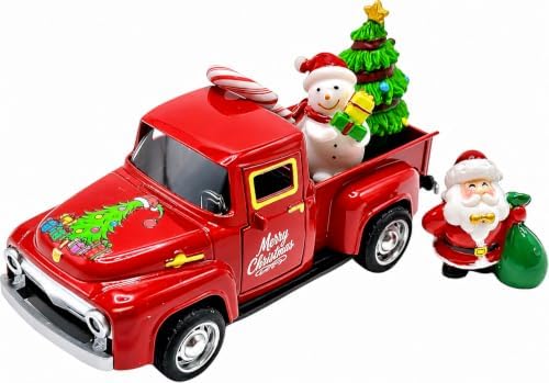 Christmas Truck Decor - Christmas Decorations Indoor with Tree Snowman Santa Candy Cane, Farmhouse Tabletop Decorations for Tiered Tray, Mantel, Shelf, Office Desk, Holiday Centerpiece Gift Decor by YIPRONS