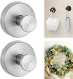 Suction Cup Hooks for Wreaths on Glass, 2025 New Model No-Drill Suction Cup Hooks, Wreath Hangers for Front Doors, Metal Towel Hooks for Showers Bathrooms Mirrors (2, Silver) by Unknown