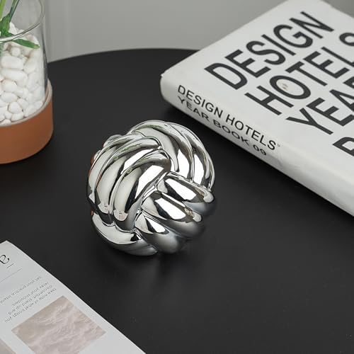 Small Silver Knot Decor, Chain Link Decor, Coffee Table Decor, Book Shelf Decor, Entry Table Decor, Aesthetic Minimalist Decorative Objects for Modern Home Living Room, Desk Decor for Office (Silver) - Image 7