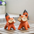 Ceramic Fox Figurines Set of 2, Orange Fox Decor for Home Shelves - Image 3