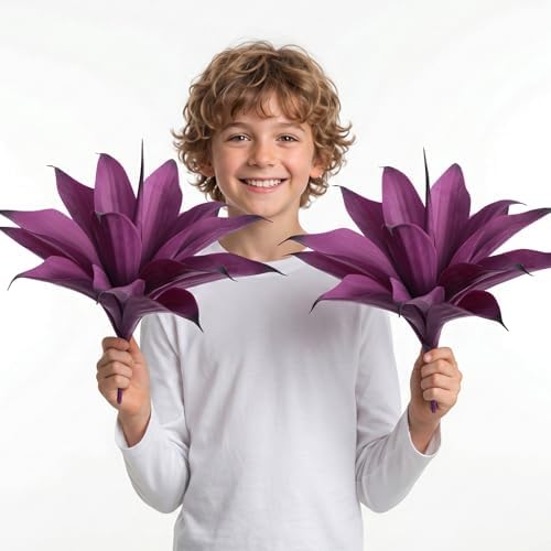 Artificial Flowers for Outdoors Artificial Agave Fake Plants Faux Agave Artificial Plants Outdoor Fake Flowers Outdoor Faux Plants Indoor Uv Resistant Artificial Plants 14.2In(Purple，2pcs) by ENALGRE
