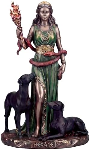 RattanView Hecate Statue, Greek Goddess with Hounds, Resin Statue by RattanView