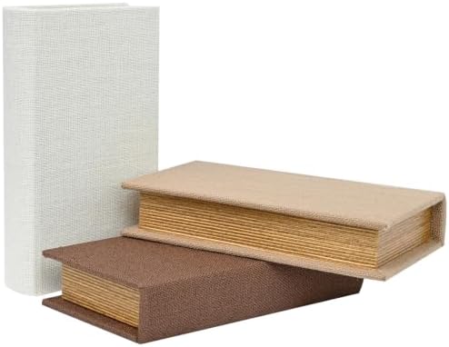 Decorative Linen Faux Book Storage Box Neutral Decorative Book Accent,8" - Image 2