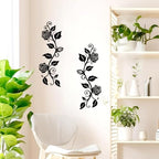 DUOOLN 2 Pcs Metal Rose Tree Leaf Wall Decor, Long Iron Scroll Vine Wall Art Above, Rustic Hanging Sign Flowers Sculpture, For Above Door Living Room Office Indoor And Outdoor Decoration - Black - Image 3