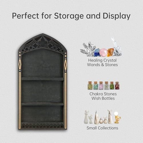Crystal Shelf Display, Goth Room Decor, Trinket Shelf, Display Shelves - Image 3