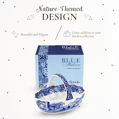 Spode Blue Italian Porcelain Handled Basket with Chip-Resistant Glaze - 6 Inch Decorative Serving Dish for Holiday Gift Giving, Hostess Presentation, Seasonal Table Accents - Image 4
