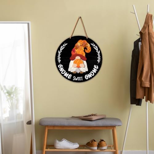 Interchangeable Gnome Welcome Sign Fall Halloween Door Decor, Black - Image 5