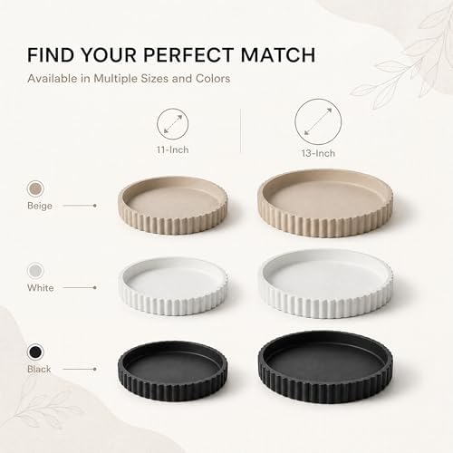 11-Inch Concrete Round Tray Home Decor for Coffee Table Decor - Round Coffee Table Tray - Circular Kitchen Island Trays - Decorative Trays- Beige - Image 7