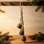 1pc Rustic Charm Bell - Handmade Hemp Rope Wind Chimes Hanging Decoration, Distressed Finish Cow Bell with Jute Hanging Rope, Perfect for Front Door, Outdoor, Window, and Home Decor - Image 4