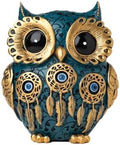 Decorative Owl Figurine, Vintage Blue and Gold Owl Statue Home Decor - Evil Eye Accent for Bookshelf, Bedroom, Living Room, Office & Table. Cute Small Animal Sculpture Gift for Birds Lovers.(Blue) by Thecreationofstatues