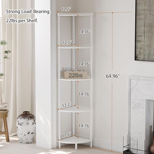 SUNMORY 5 Tier Corner Shelf, 65" Tall Corner Shelves for Living Room Decor - Image 2