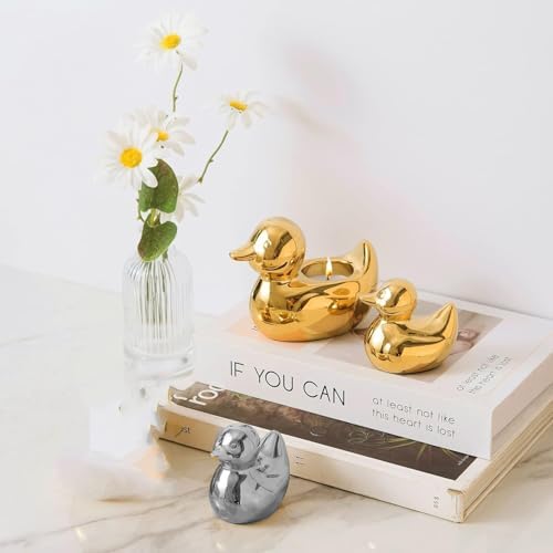 Home Decor Silver Ceramic Duck Figurines, Home Decor Animal Sculptures and Statues Handmade Artware Decor, Mini Duck - Image 7