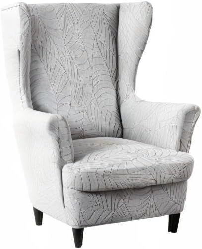 KRFOONN Stretch Wing Chair Slipcovers Jacquard 2 Piece Wingback Chair Covers - Image 7