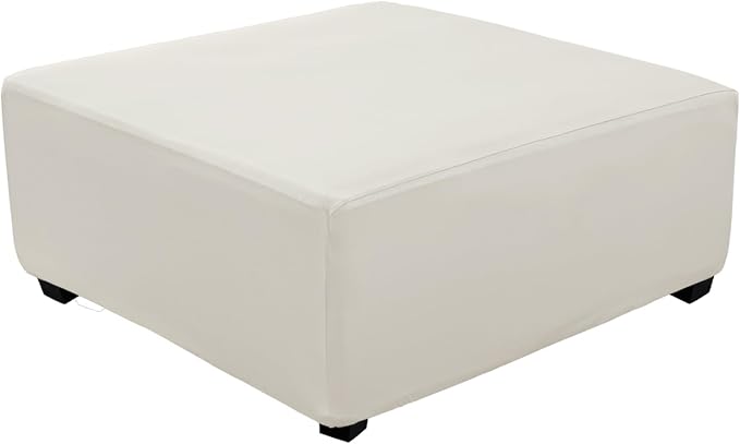 Super Stretch 40x40x15 inch Square Ottoman Cover- Soft Form Fit Ottoman Cover by UOIJAY