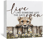 Nursery Cheetah Wooden Box Sign, Cute Live Like Someone Left the Gate Open Wooden Signs for Home Decor,Funny Animal Kitchen Bedroom Decor,Cheetah Gifts for Kids Boys Girls, 8x8 by Nitelat