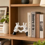 Black White Resin Cartoon Heart Hand Figurine Minimalist Home Decor - Image 2