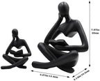 Gold Reading Women Statue, Thinker Sculptures, Abstract Art Ornament, Modern Aesthetic Figurine Decoration, Suitable for Home Living Room Bedroom Office Shelf Table Desk Bookshelf Decor (Black Left) - Image 3