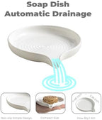 Zoeeker Self Draining Soap Dish, Ceramic Drain Soap Holder Waterfall Design - Image 2