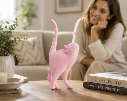 7 Inch Pink Proud Cat Statue - Image 3