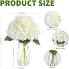 Garvee Artificial White Hydrangea Flowers Arrangement with Vase, 6 PCS Silk Hydrangea Bouquet Centerpiece with Faux Water, Realistic Fake Flowers for Table Centerpiece, Home, Office, Wedding Decor - Image 2
